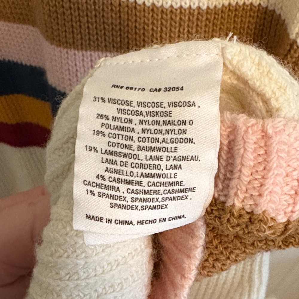 Anthropologie Sporty Cream Knit Dress with Stripes Lambswool Cashmere Blend XL - Picture 6 of 8